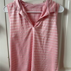 Nike Pink and White Dri-FIT Polo